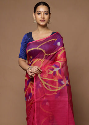 Pink Matka Silk Saree With Blouse Piece