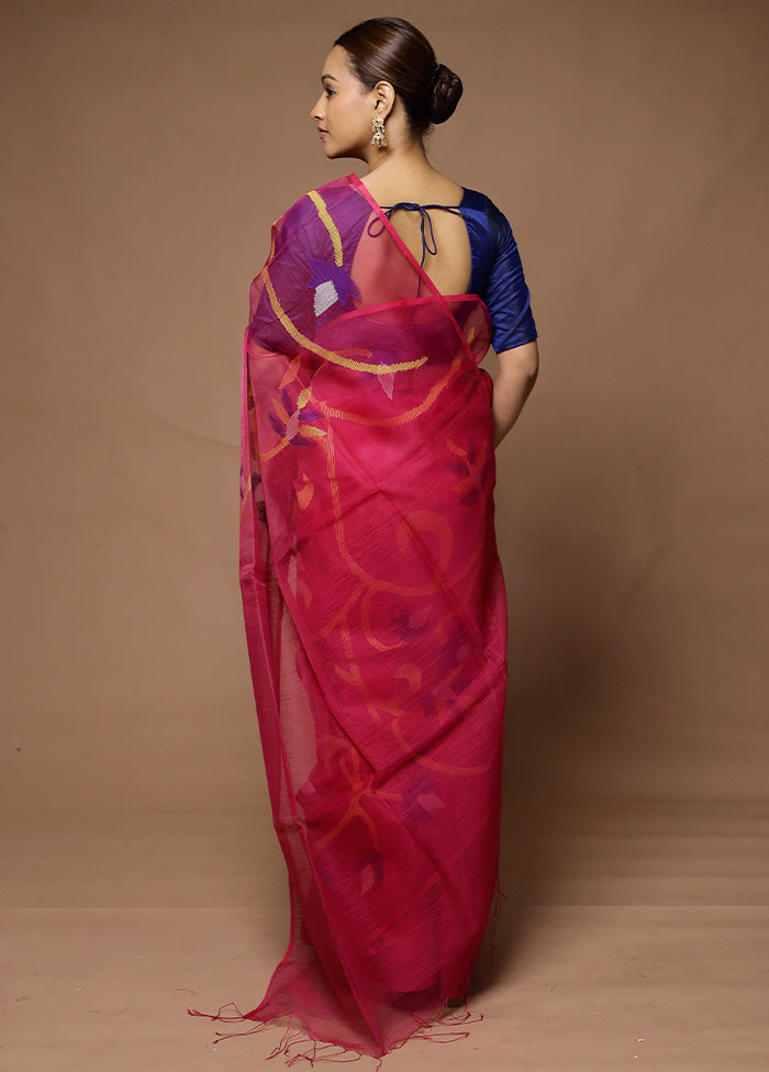 Pink Matka Silk Saree With Blouse Piece