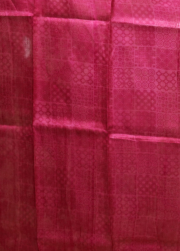 Pink Printed Pure Silk Saree Without Blouse Piece