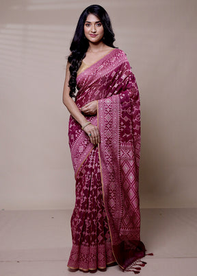 Pink Kora Silk Saree With Blouse Piece