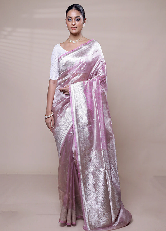 Pink Tissue Silk Saree With Blouse Piece