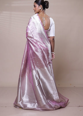 Pink Tissue Silk Saree With Blouse Piece