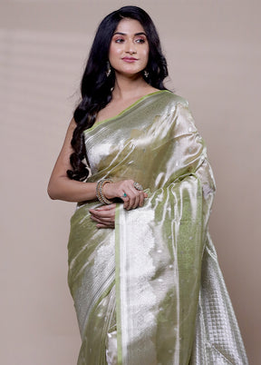 Green Tissue Silk Saree With Blouse Piece