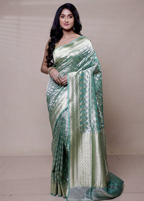 Green Tissue Silk Saree With Blouse Piece