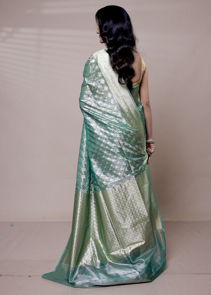 Green Tissue Silk Saree With Blouse Piece