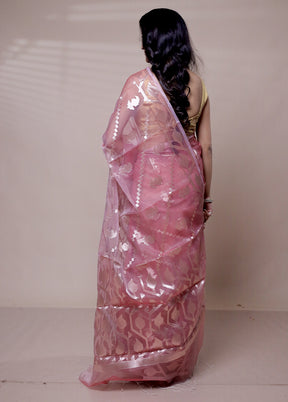 Pink Organza Saree With Blouse Piece