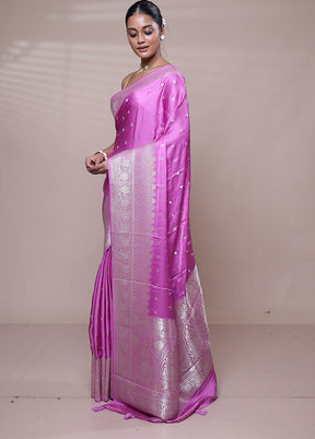 Pink Handloom Pure Georgette Saree With Blouse Piece