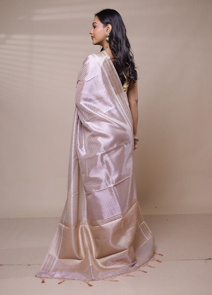 Cream Tissue Silk Saree With Blouse Piece