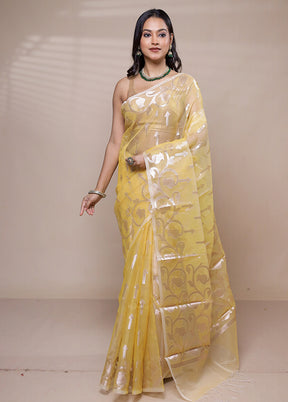 Yellow Organza Saree With Blouse Piece