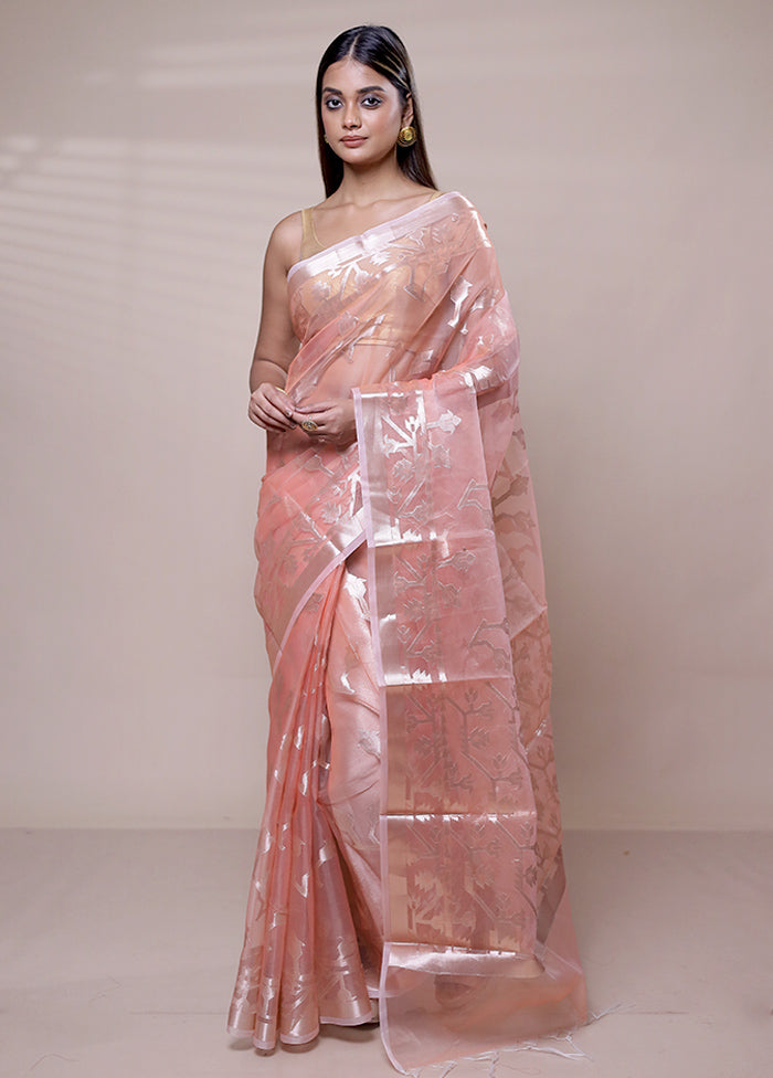 Pink Organza Saree With Blouse Piece