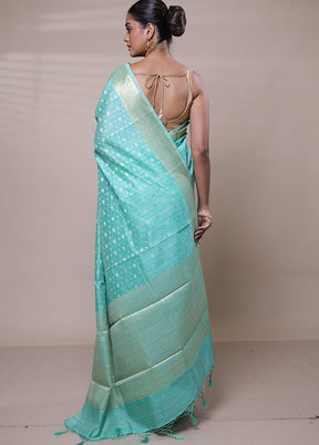 Blue Cotton Saree With Blouse Piece