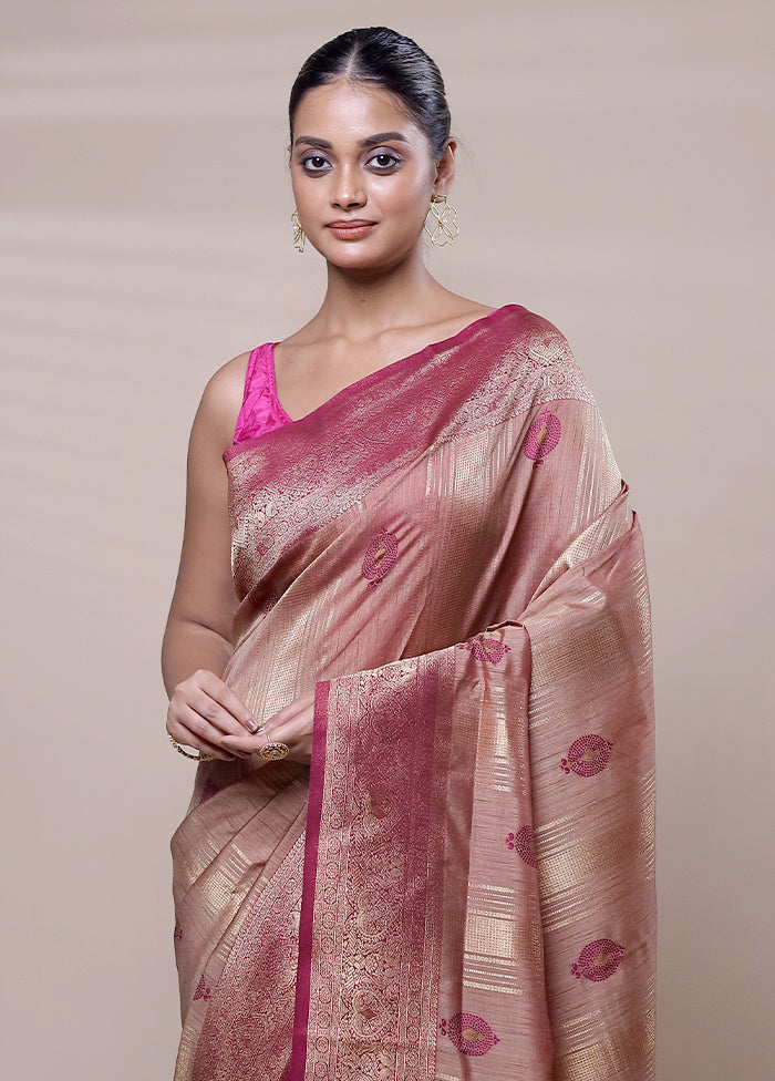 Golden Dupion Silk Saree With Blouse Piece