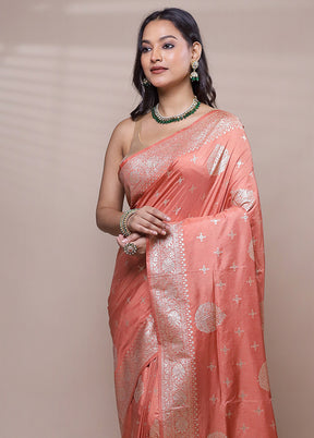 Pink Dupion Silk Saree With Blouse Piece