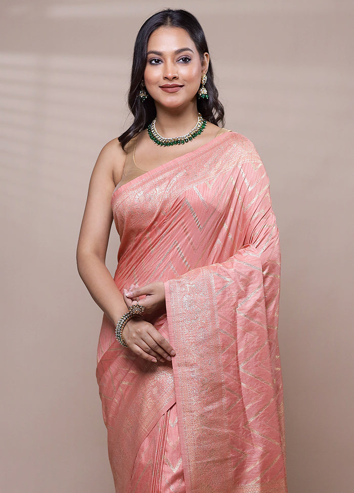 Pink Dupion Silk Saree With Blouse Piece