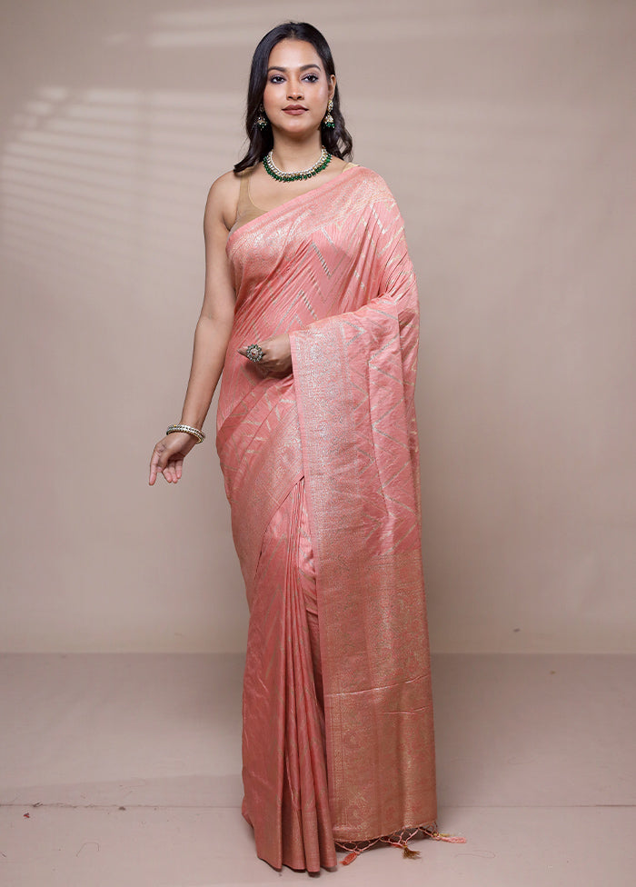 Pink Dupion Silk Saree With Blouse Piece