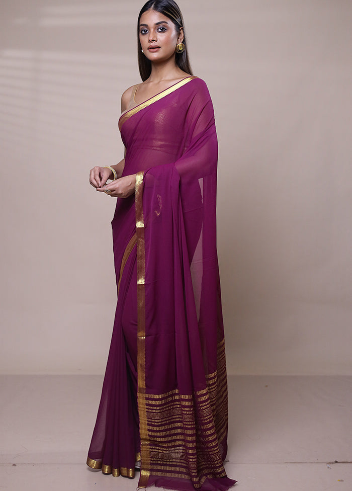 Pink Chiffon Silk Saree With Blouse Piece