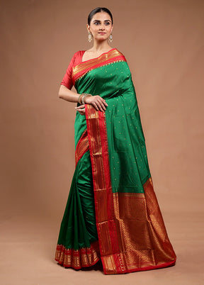 Green Kanjivaram Silk Saree With Blouse Piece