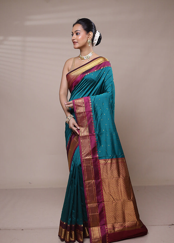 Green Kanjivaram Silk Saree With Blouse Piece