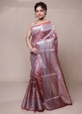 Pink Crushed Silk Saree With Blouse Piece