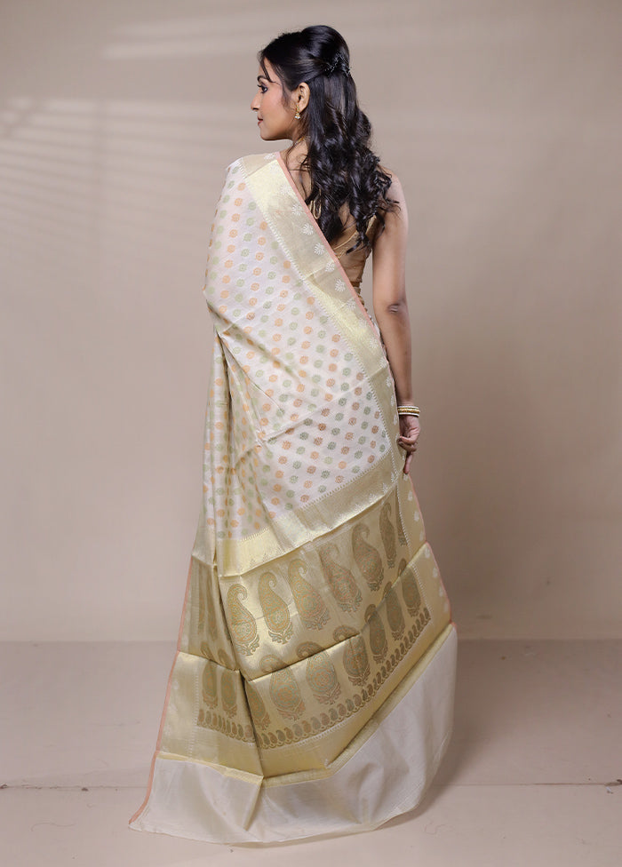 Cream Cotton Saree With Blouse Piece