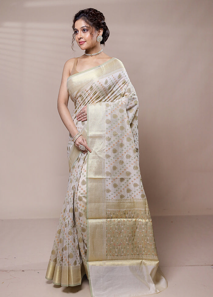 White Cotton Saree With Blouse Piece