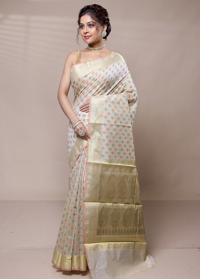 White Cotton Saree With Blouse Piece