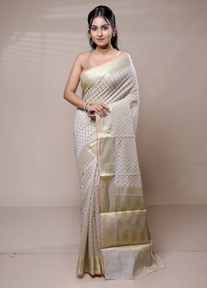 Cream Cotton Saree With Blouse Piece