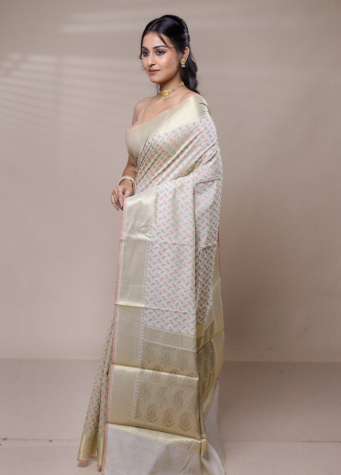 Cream Cotton Saree With Blouse Piece