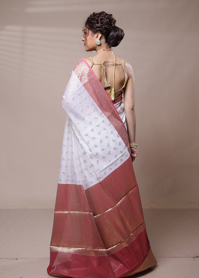 White Cotton Saree With Blouse Piece