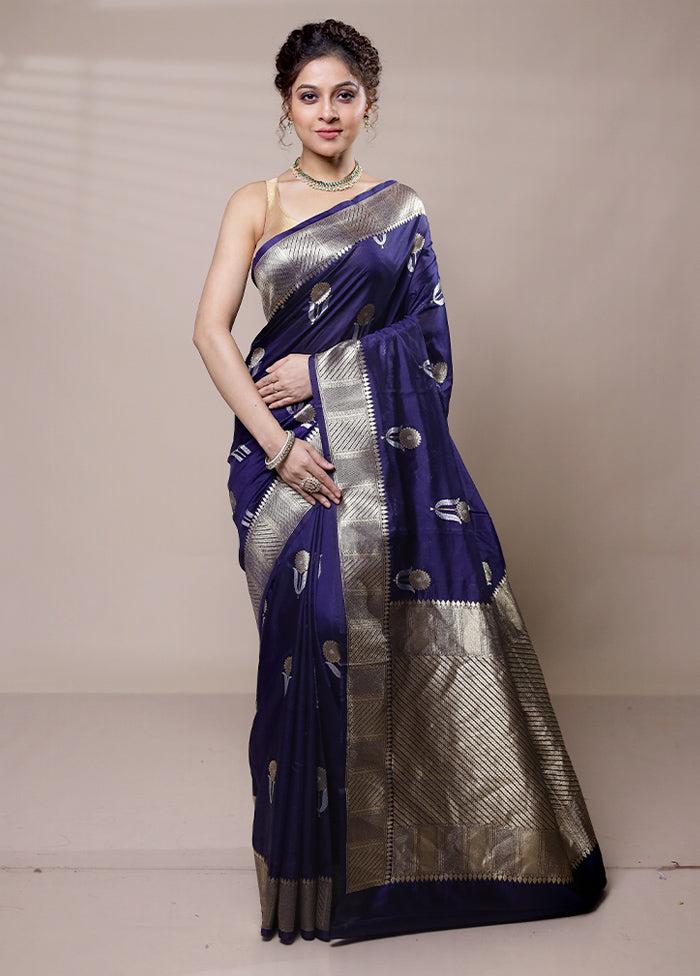 Purple Dupion Silk Saree With Blouse Piece