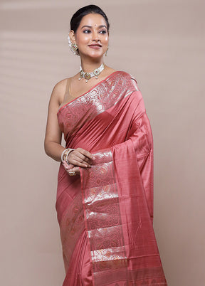 Pink Dupion Silk Saree With Blouse Piece