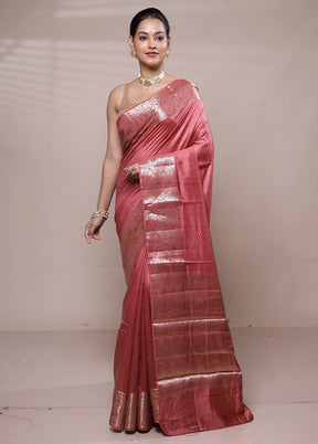 Pink Dupion Silk Saree With Blouse Piece