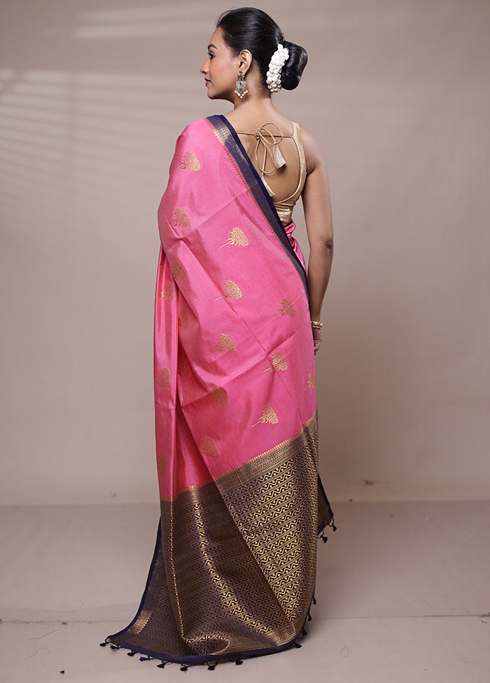 Pink Dupion Silk Saree With Blouse Piece