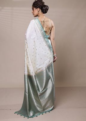 Cream Dupion Silk Saree With Blouse Piece