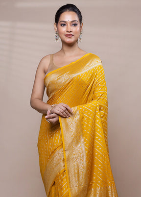 Yellow Georgette Saree With Blouse Piece