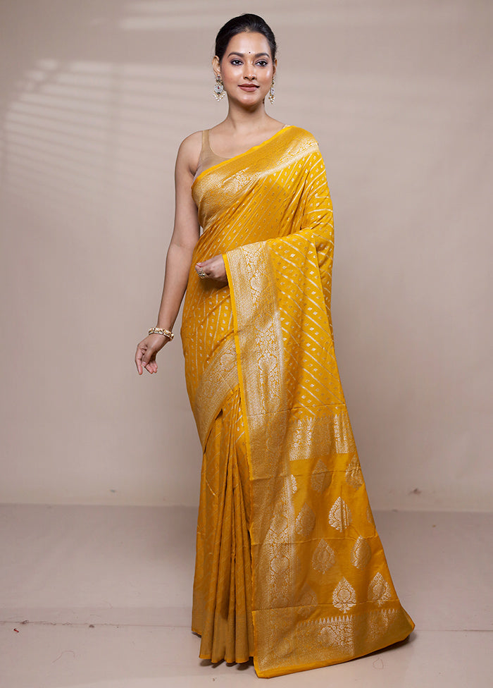 Yellow Georgette Saree With Blouse Piece