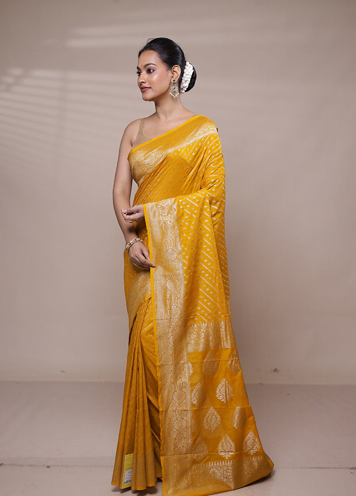 Yellow Georgette Saree With Blouse Piece