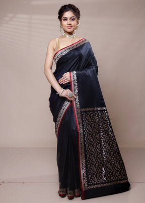 Black Banarasi Silk Saree With Blouse Piece