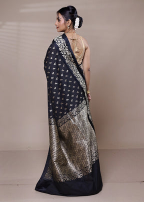 Black Katan Silk Saree With Blouse Piece