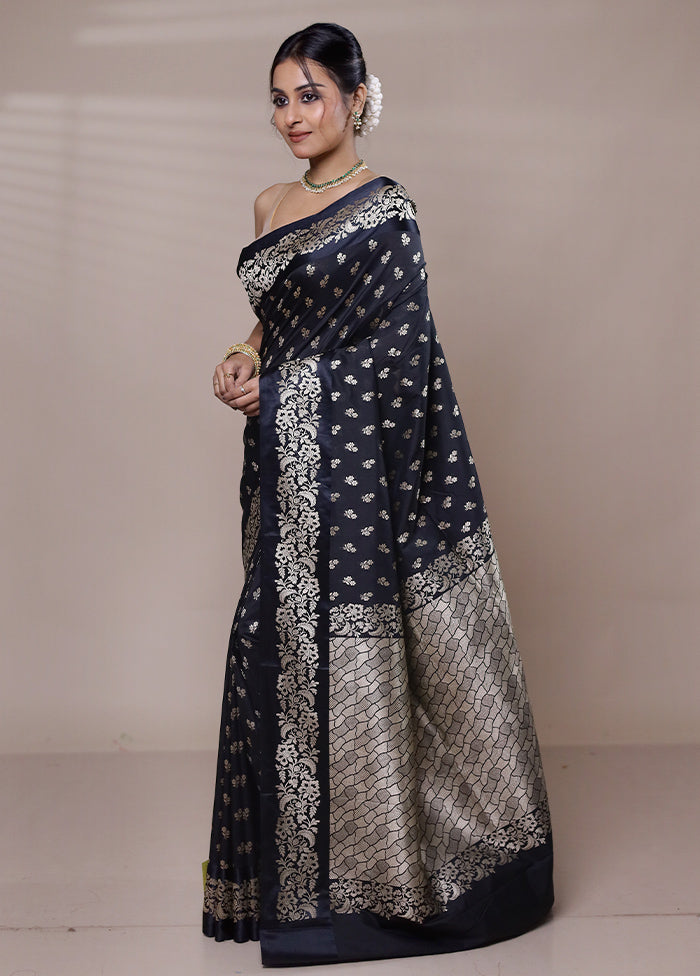 Black Katan Silk Saree With Blouse Piece