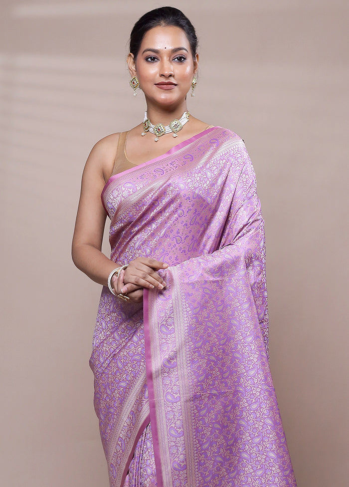 Purple Jamewar Silk Saree With Blouse Piece