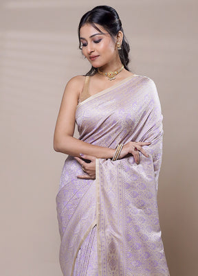 Grey Jamewar Silk Saree With Blouse Piece