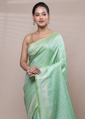 Green Jamewar Silk Saree With Blouse Piece