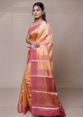 Orange Dupion Silk Saree With Blouse Piece