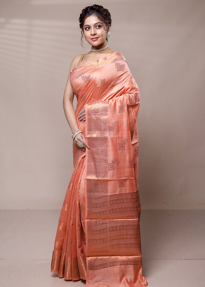 Pink Dupion Silk Saree With Blouse Piece