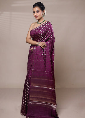 Purple Dupion Silk Saree With Blouse Piece