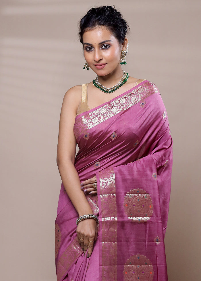 Pink Dupion Silk Saree With Blouse Piece