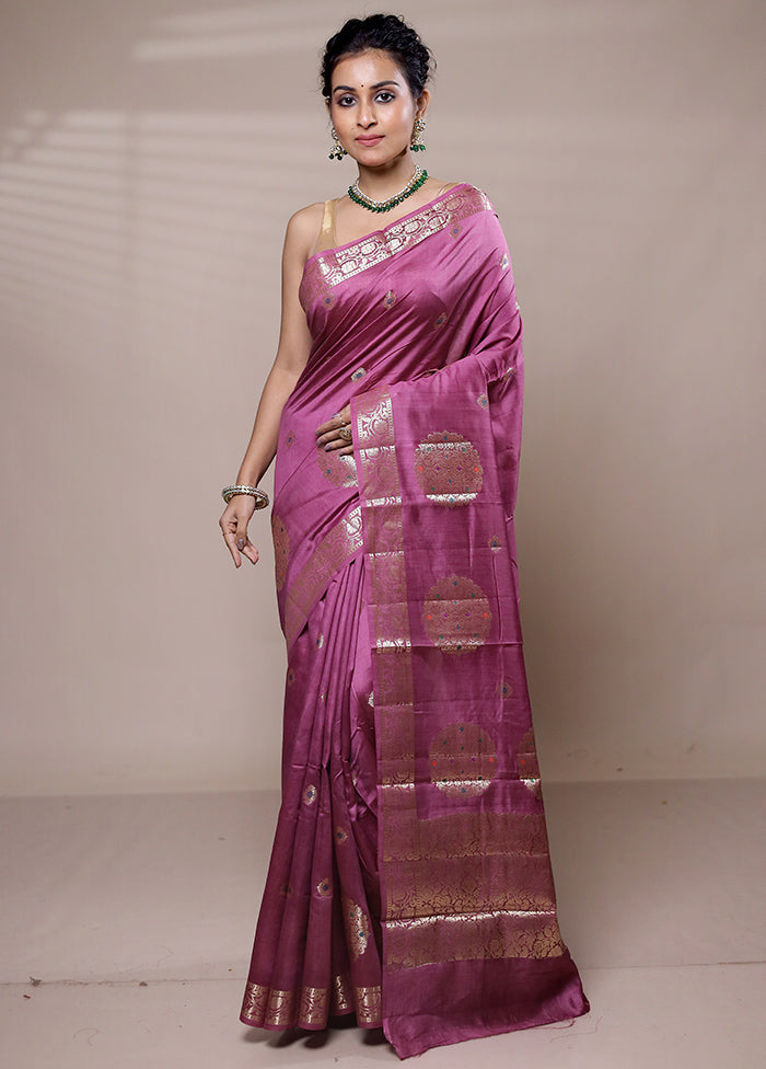 Pink Dupion Silk Saree With Blouse Piece