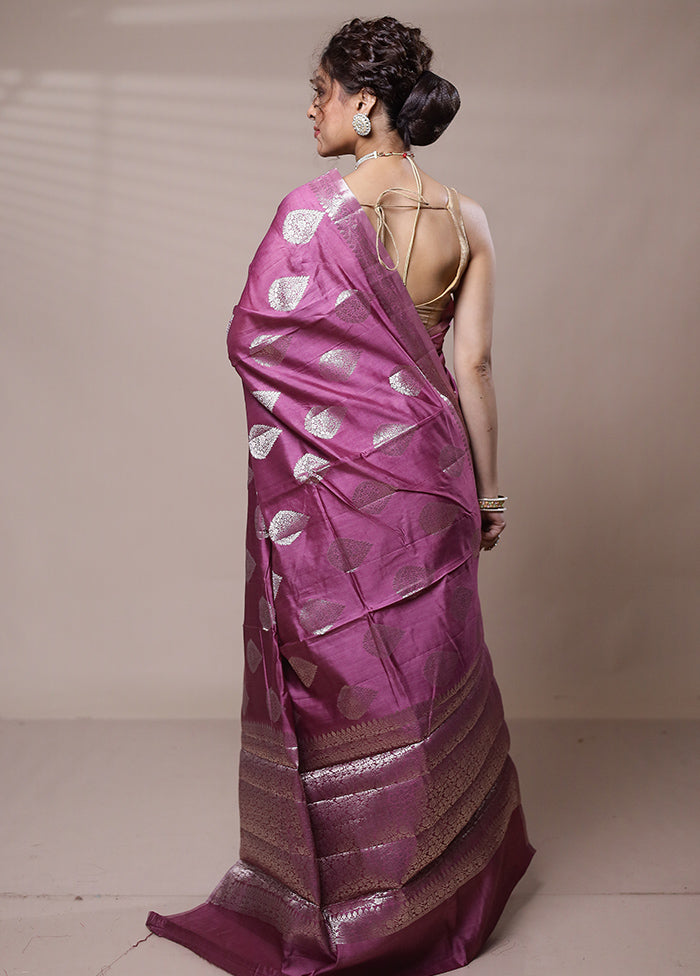 Pink Dupion Silk Saree With Blouse Piece