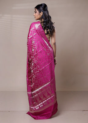 Pink Dupion Silk Saree With Blouse Piece